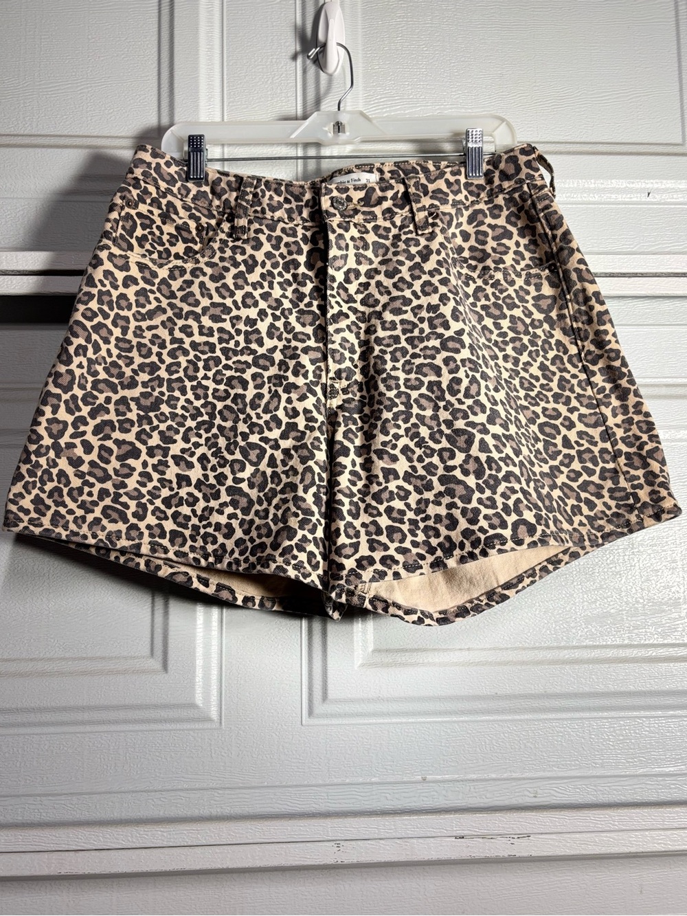 Abercrombie & Fitch Leopard Print Shorts - Beige/Black